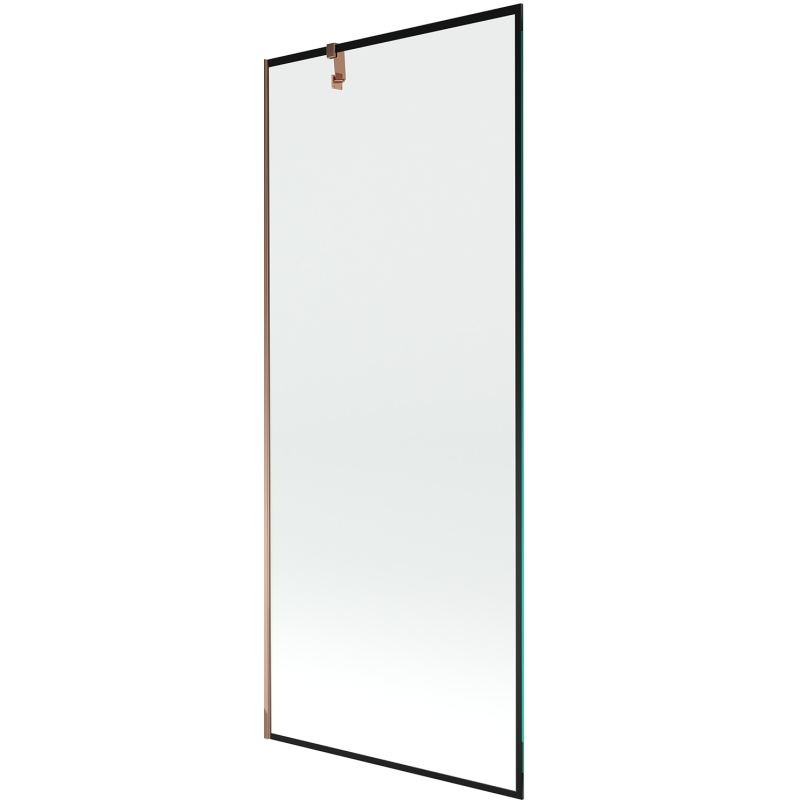 Mexen Next преграда за вана с 1 панел 80 x 150 см, черна рамка, розово злато - 895-080-000-00-70-60