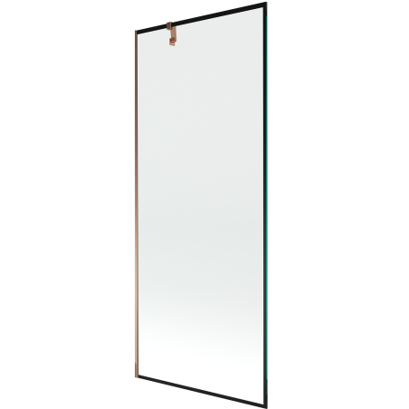 Mexen Next преграда за вана с 1 панел 80 x 150 см, черна рамка, розово злато - 895-080-000-00-70-60