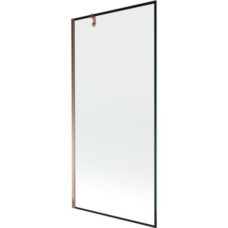 Mexen Next едночастов параван за вана 90 x 150 см, черна рамка, розово злато - 895-090-000-00-70-60