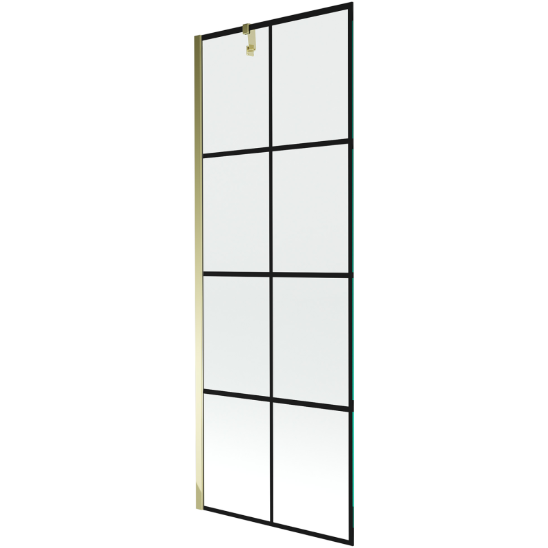 Mexen Next еднокрилен параван за вана 70 x 150 см, черна решетка, златно - 895-070-000-00-77-50