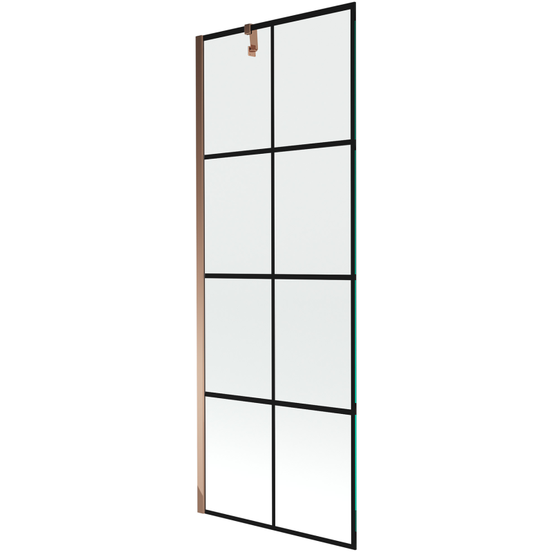 Mexen Next душ параван с 1 крило 70 x 150 см, черна мрежа, розово злато - 895-070-000-00-77-60