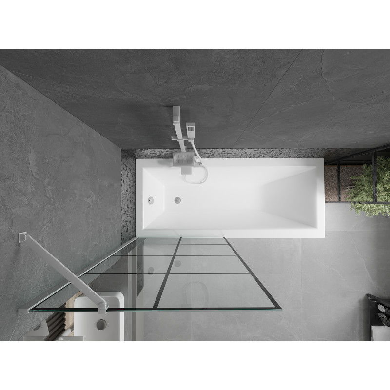 Mexen Next душ параван, 1-крилен, 80 x 150 см, черна решетка, бял - 895-080-000-00-77-20