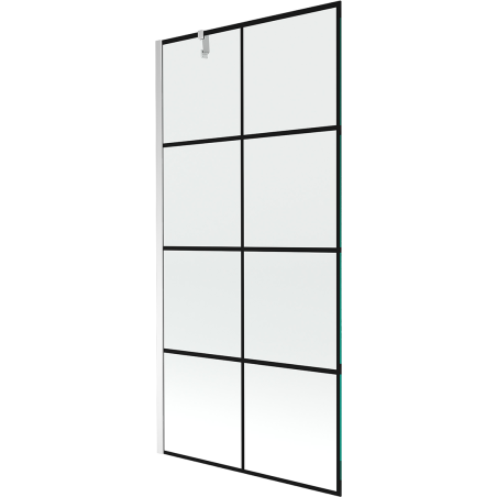 Mexen Next едно-крилен параван за вана 100 x 150 см, черна решетка, хром - 895-100-000-00-77-01