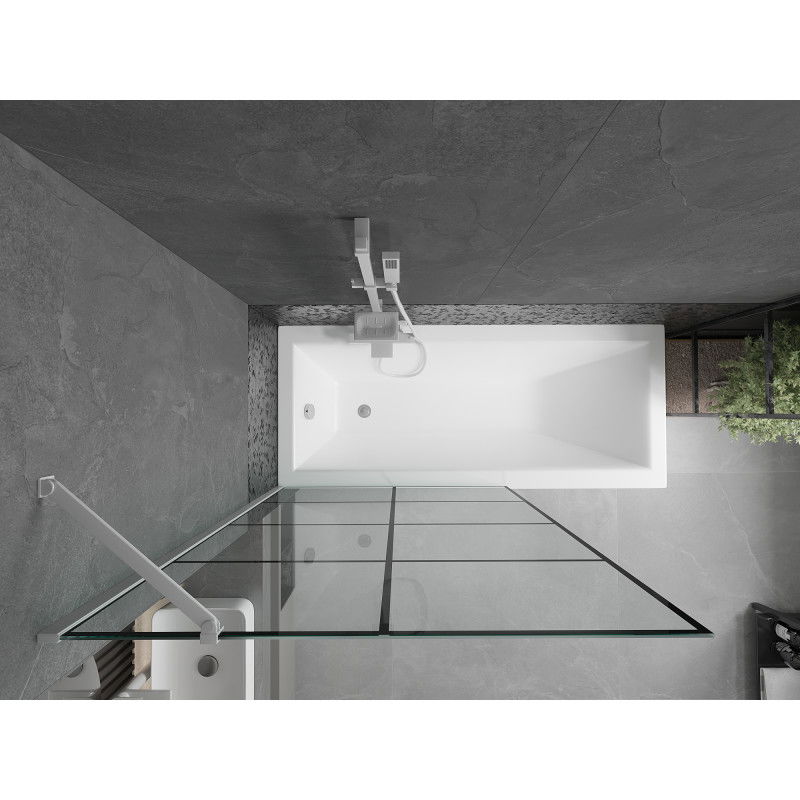 Mexen Next еднокрил душ кабина 100 x 150 см, черна решетка, бял - 895-100-000-00-77-20