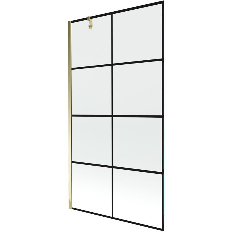 Mexen Next душ параван еднопанелен 100 x 150 см, черна решетка, златен - 895-100-000-00-77-50