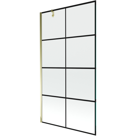 Mexen Next душ параван еднопанелен 100 x 150 см, черна решетка, златен - 895-100-000-00-77-50