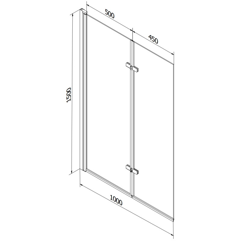 Mexen Castor параван за вана 2-крилен 100 x 150 см, матиран, златен - 892-100-002-50-30