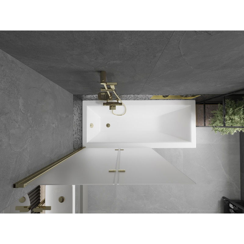 Mexen Castor двукрилен параван за вана 100 x 150 см, матиран, златен - 892-100-002-50-30