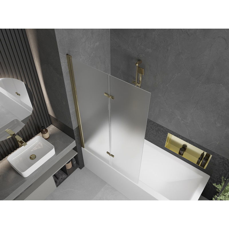 Mexen Castor двукрилен параван за вана 100 x 150 см, матиран, златен - 892-100-002-50-30