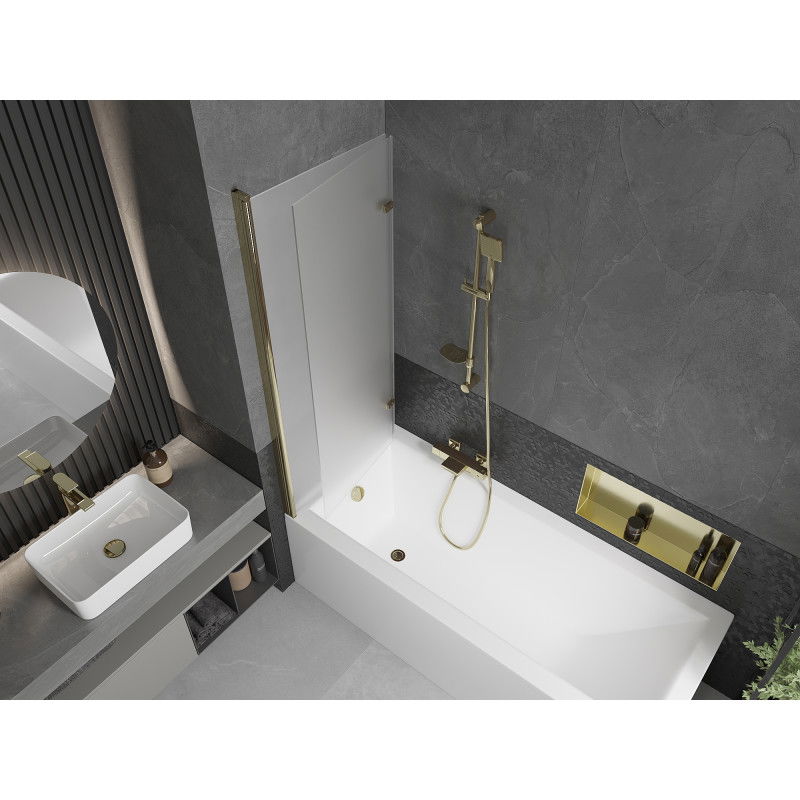 Mexen Castor двукрилен душ екран 120 x 150 см, мразовит, златист - 892-120-002-50-30