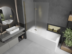 Mexen Castor двукрилен душ екран 120 x 150 см, мразовит, златист - 892-120-002-50-30