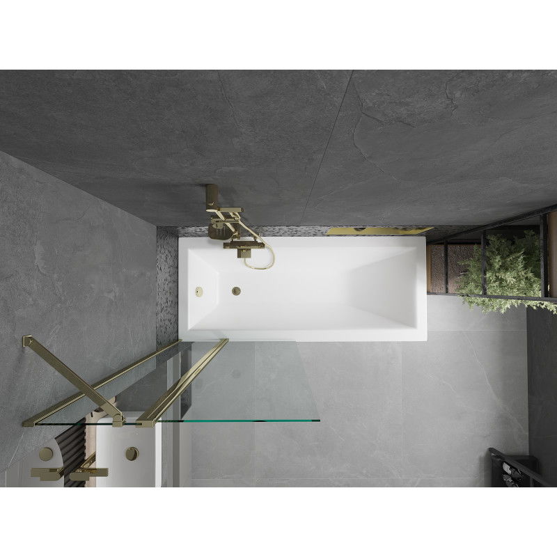 Mexen Flip параван за вана от 2 части 80 x 150 см, прозрачен, златист - 894-080-101-50-00