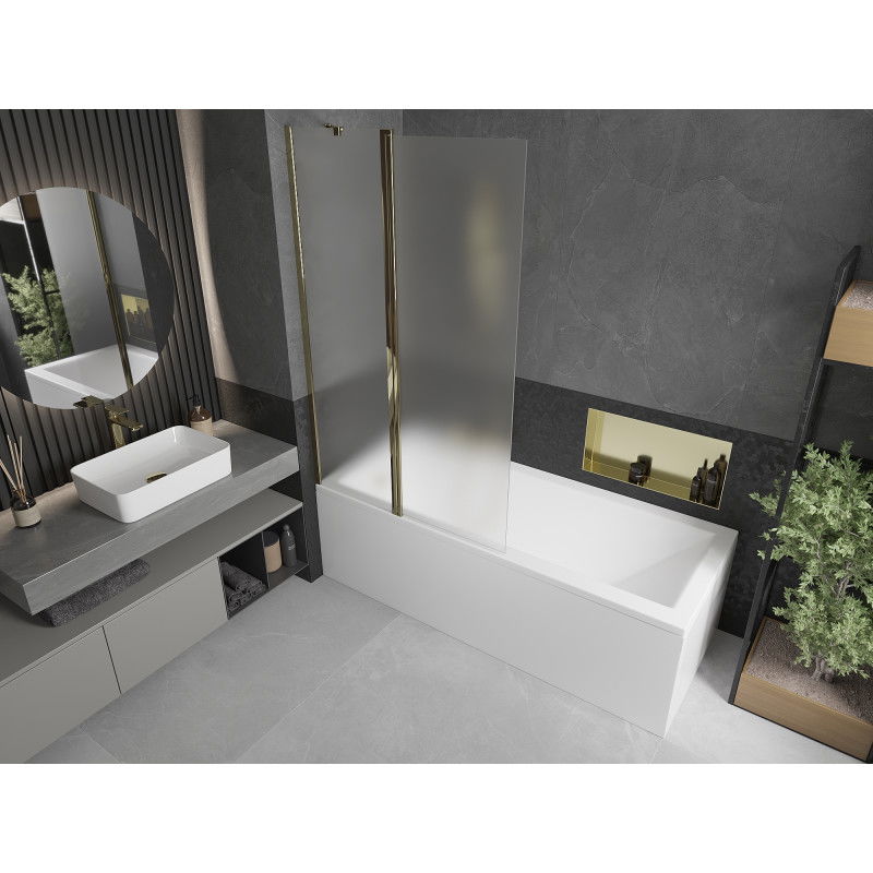 Mexen Flip двукрилен параван за вана 100 x 150 см, матиран, златен - 894-100-101-50-30