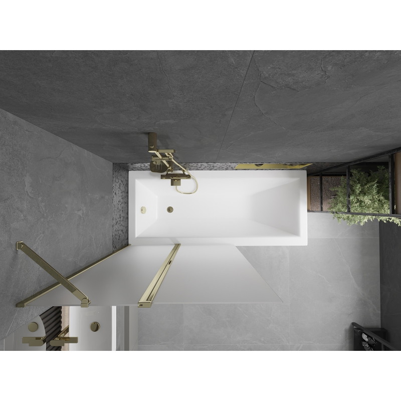 Mexen Flip двукрилен душ параван 100 x 150 cm, матиран, златист - 894-100-101-50-30