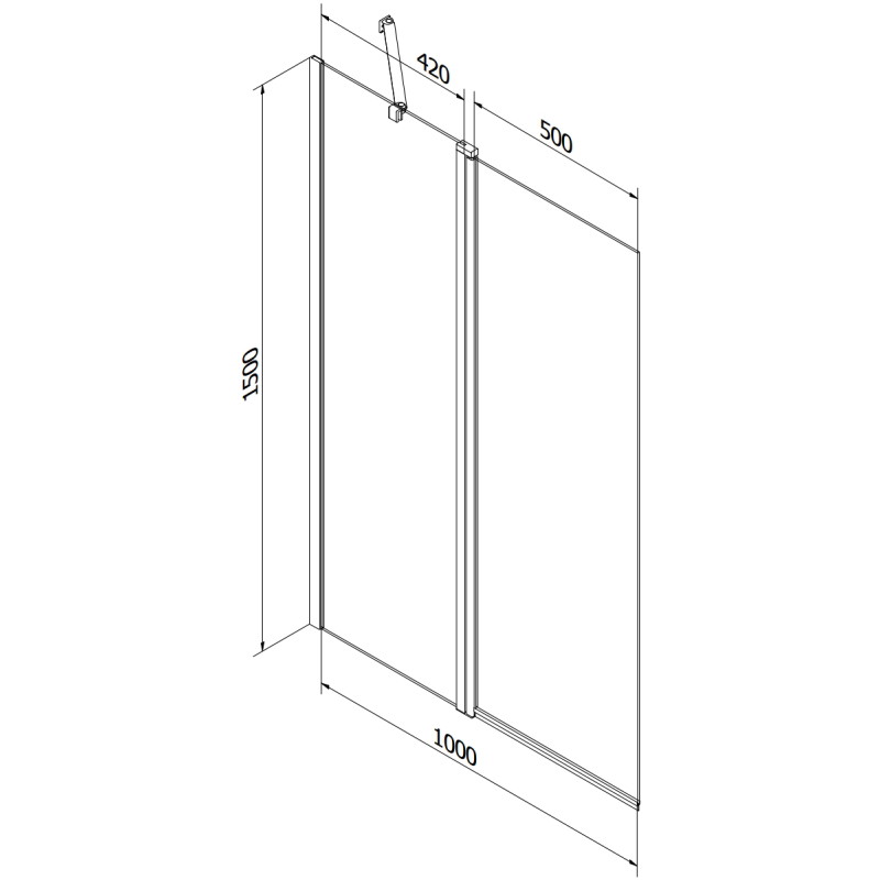 Mexen Flip Душ параван 2-крилен 100 x 150 см, мат, черен - 894-100-101-70-30