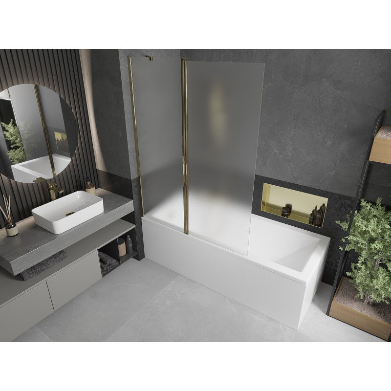 Mexen Flip двукрилен параван за вана 120 x 150 cm, матиран, златен - 894-120-101-50-30