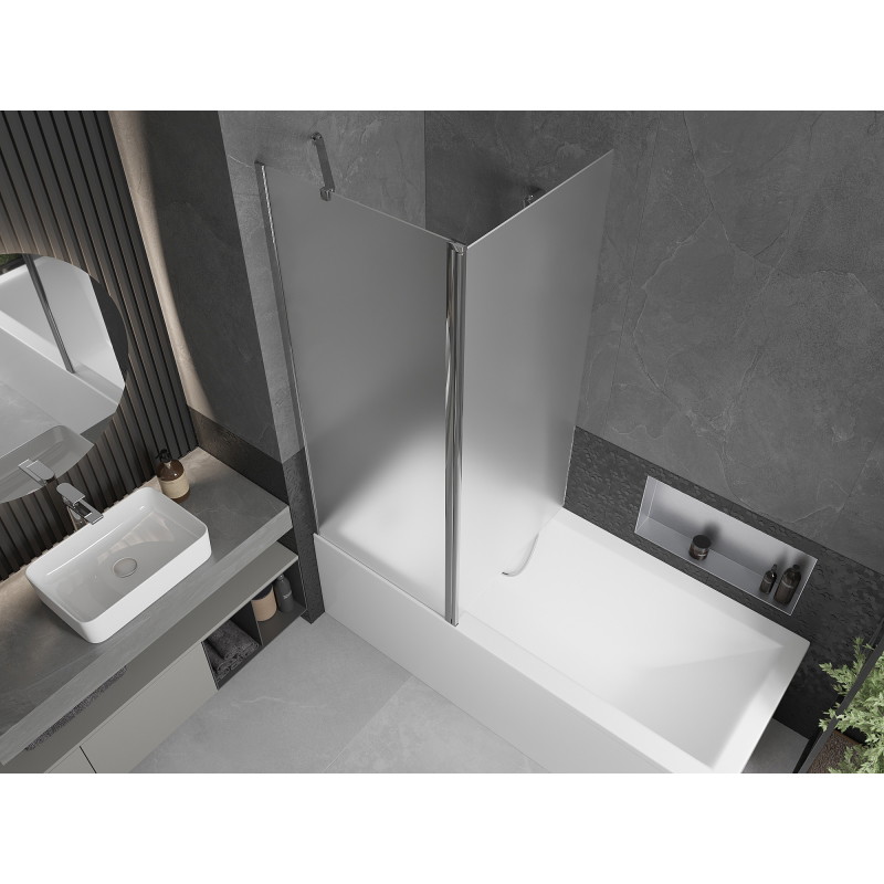 Mexen Flip 2-крилен параван за вана 140 x 150 см, матиран, хром - 894-140-101-01-30