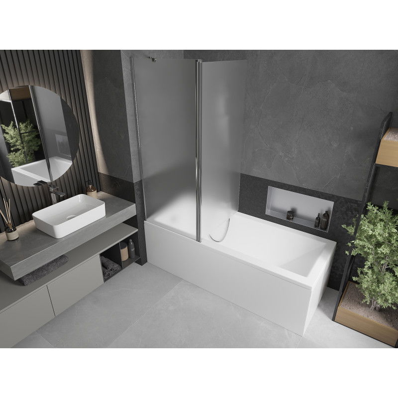 Mexen Flip параван за вана, двукрилен 140 x 150 см, матиран, хром - 894-140-101-01-30