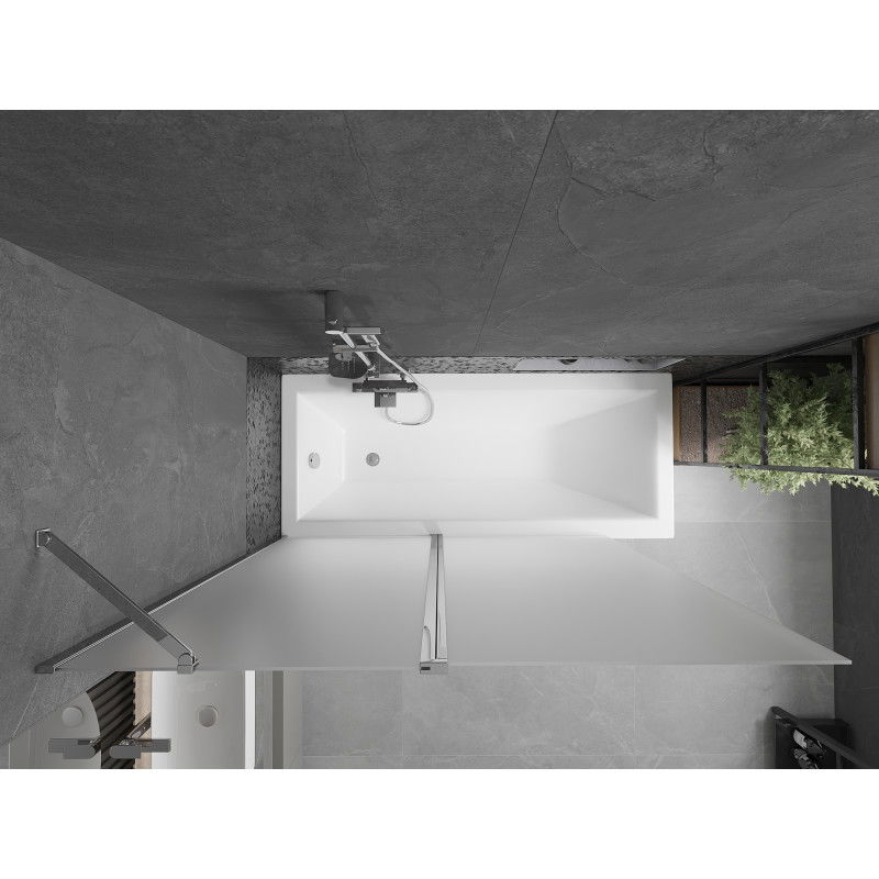 Mexen Flip параван за вана, двукрилен 140 x 150 см, матиран, хром - 894-140-101-01-30