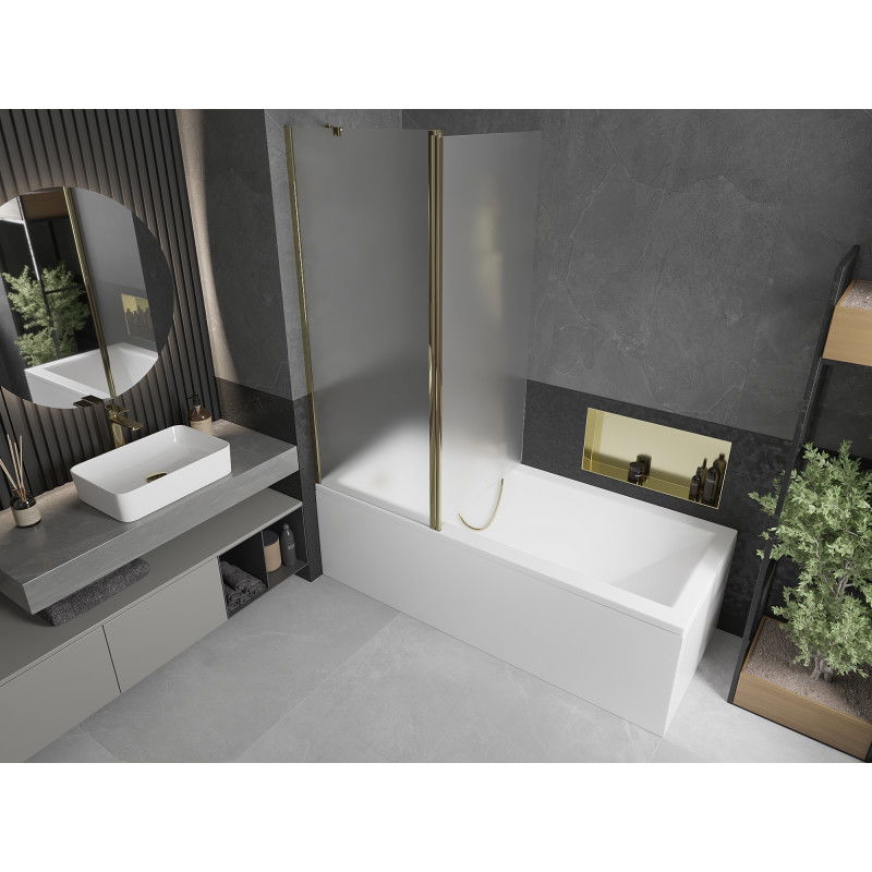 Mexen Flip сгъваема душ кабина 2-крилна 140 x 150 см, матирана, златна - 894-140-101-50-30