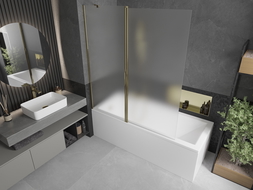 Mexen Flip сгъваема душ кабина 2-крилна 140 x 150 см, матирана, златна - 894-140-101-50-30