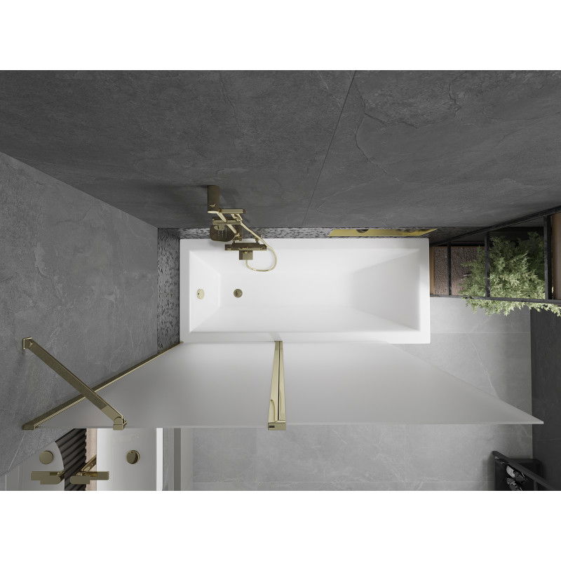 Mexen Flip сгъваема душ кабина 2-крилна 140 x 150 см, матирана, златна - 894-140-101-50-30