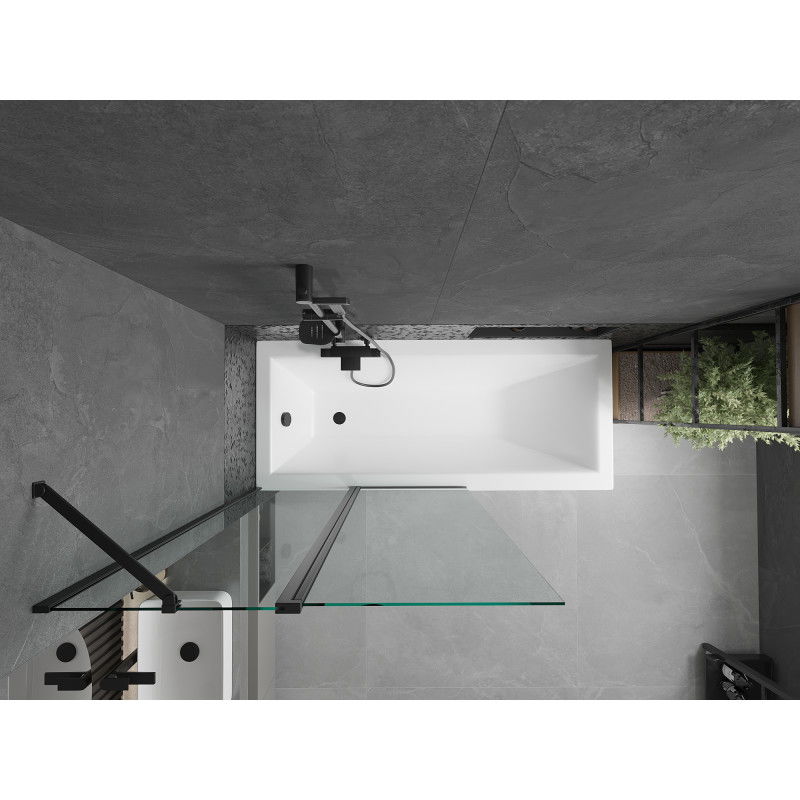 Mexen Flip двукрилен параван за вана 100 x 150 cm, прозрачен, черен - 894-100-101-70-00