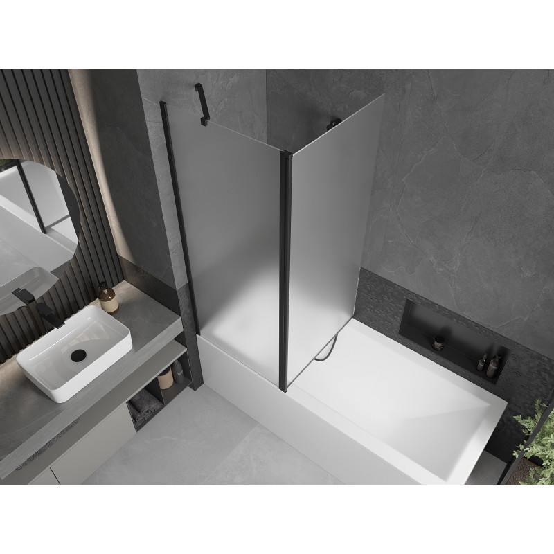 Mexen Flip двукрилен параван за баня 140 x 150 см, матиран, черен - 894-140-101-70-30