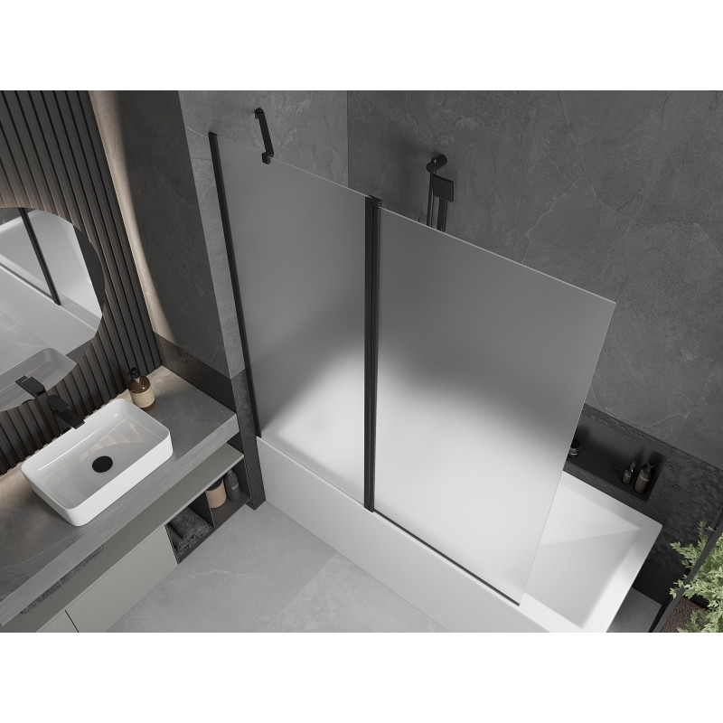 Mexen Flip двукрилен параван за баня 140 x 150 см, матиран, черен - 894-140-101-70-30