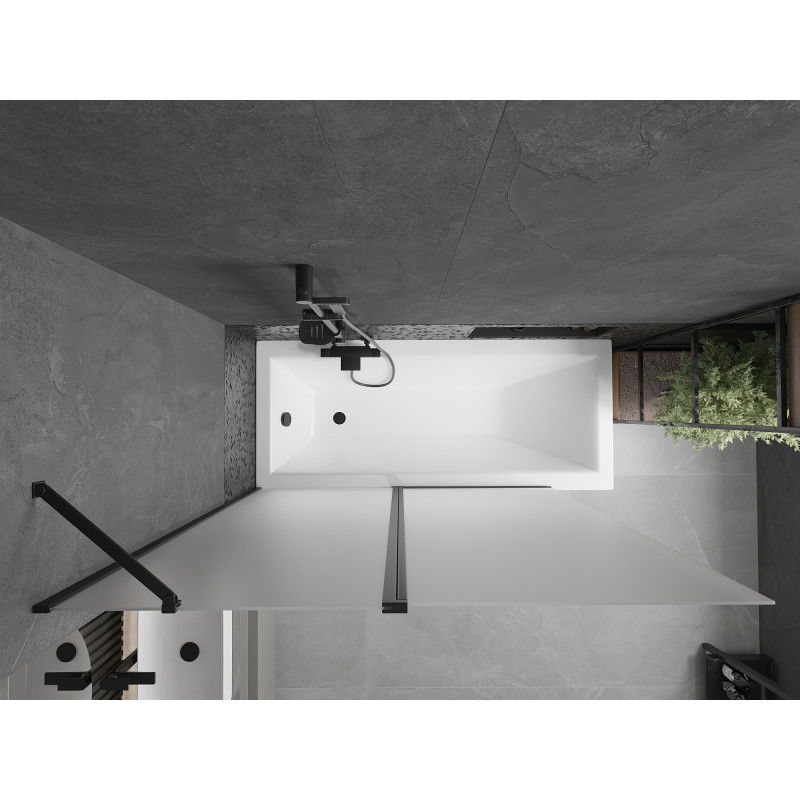 Mexen Flip двукрилен параван за вана 140 x 150 см, матирано, черен - 894-140-101-70-30