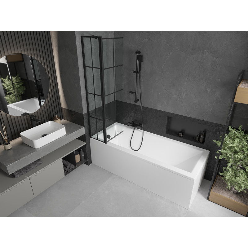 Mexen Flip Двоен душ параван 80 x 150 см, черна решетка, черен - 894-080-101-70-77