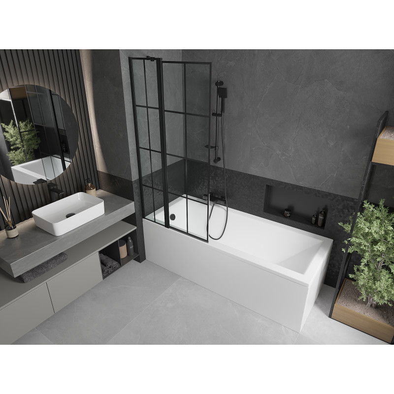 Mexen Flip Двоен душ параван 80 x 150 см, черна решетка, черен - 894-080-101-70-77