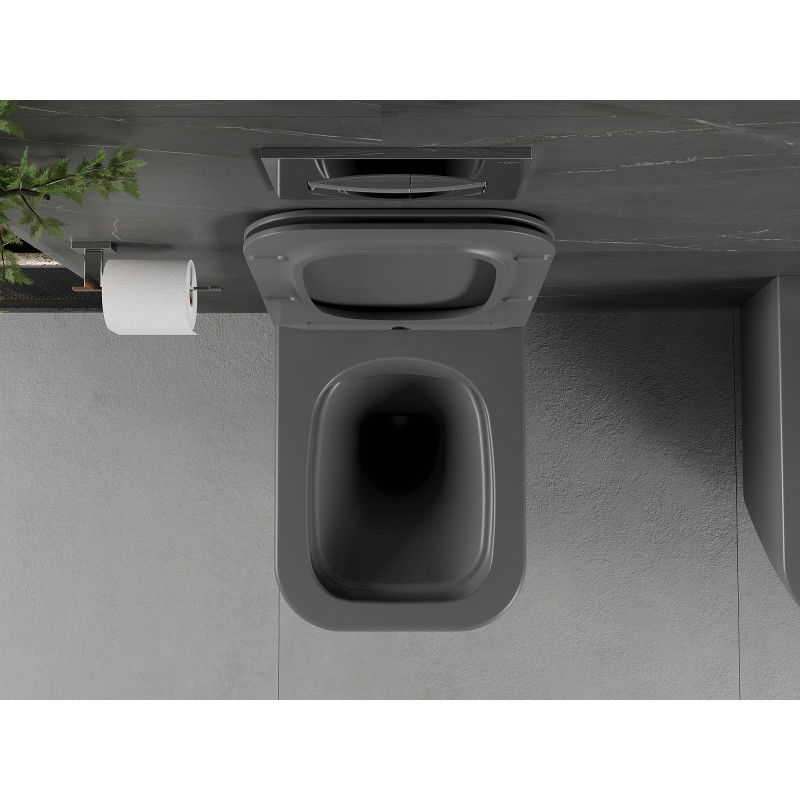 Mexen Madox WC мивка без ръб с тънък плавно спадащ капак, дуропласт, тъмно сив мат - 30154061