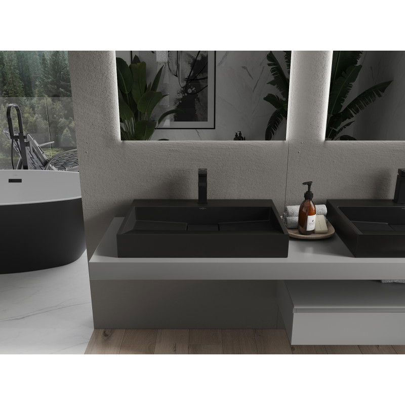 Mexen Ava плотова мивка от конгломерат 1/O 70 x 46 см, черна - 23017071