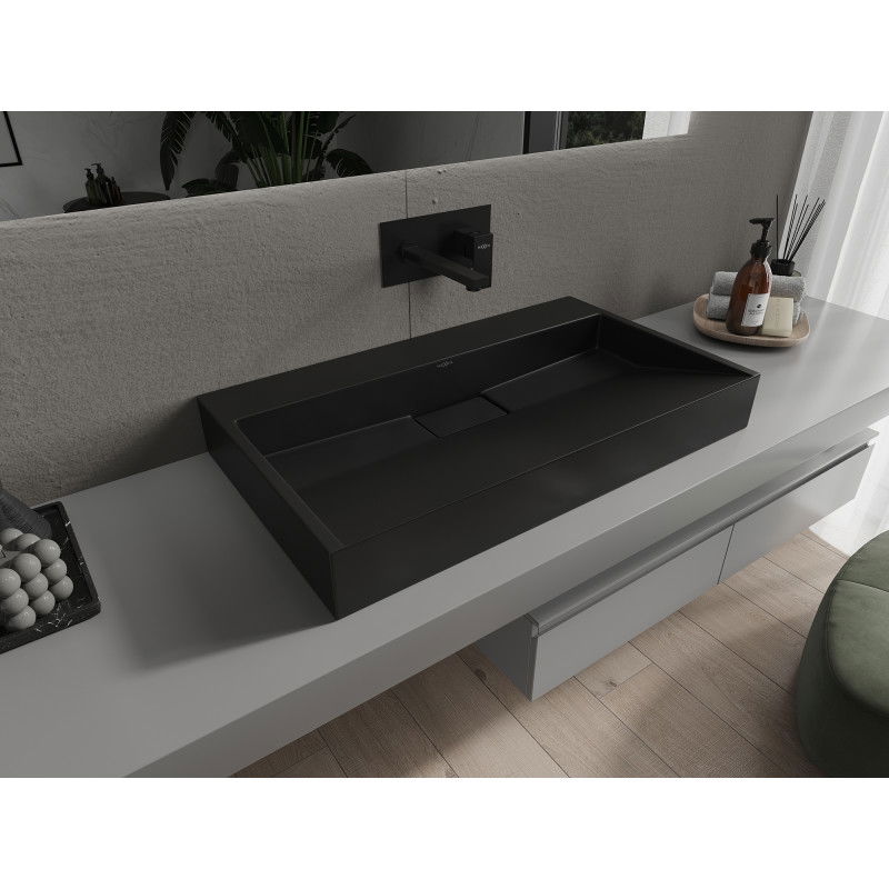 Mexen Ava плот за стояща мивка от конгломерат B/O 80 x 46 cm, черна - 23018070