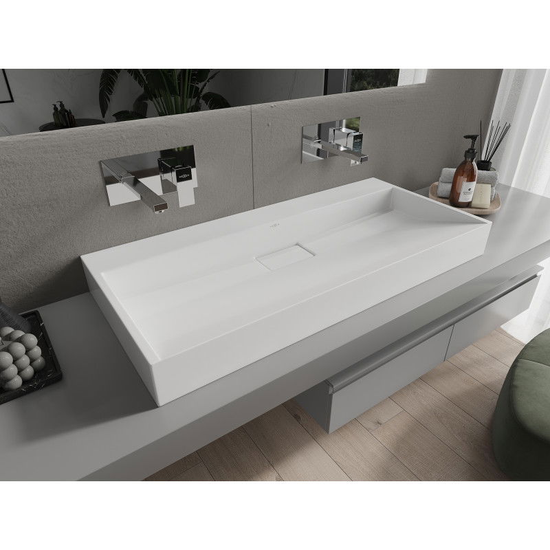 Mexen Ava надплотна мивка от конгломерат B/O 100 x 46 см, бяла - 23011000