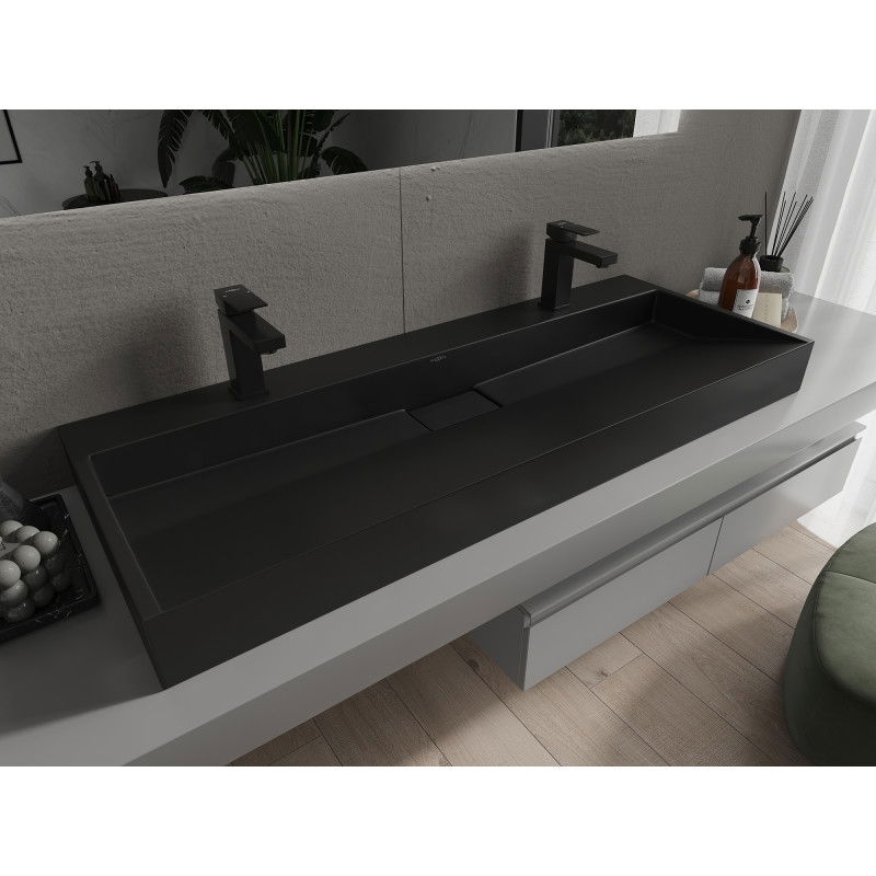 Mexen Ava конгломератна мивка за плотове 2/O 120 x 46 cm, черна - 23011272