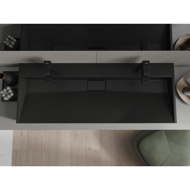 Mexen Ava конгломератна мивка за плотове 2/O 120 x 46 cm, черна - 23011272