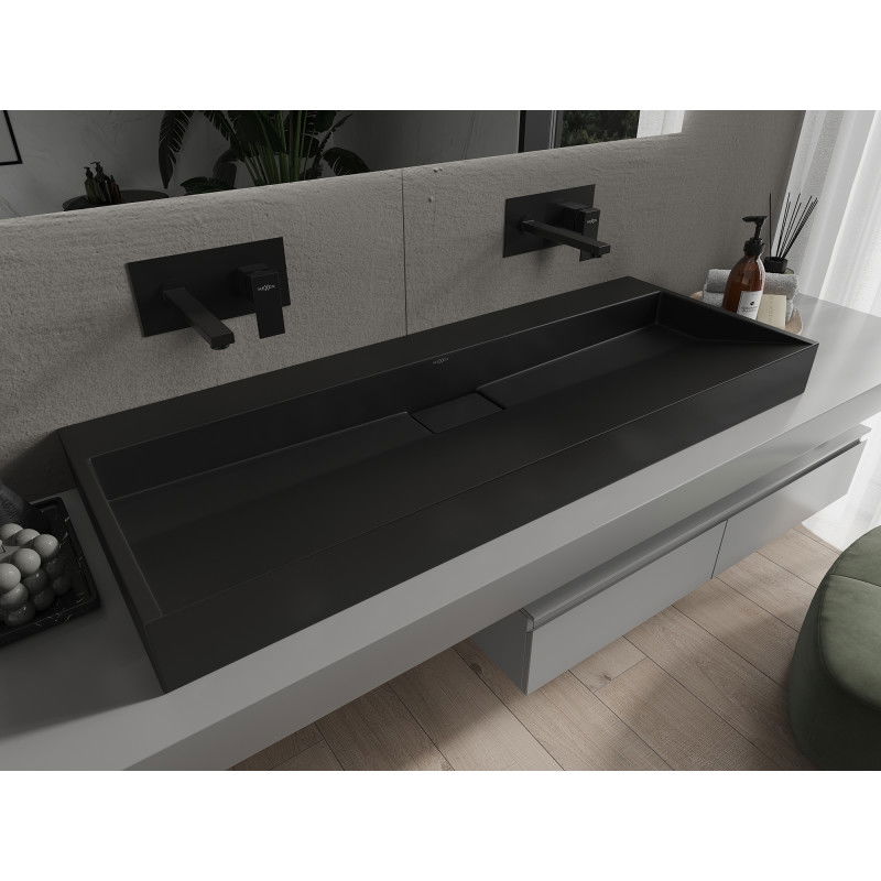 Mexen Ava умивалник за плот от конгломерат B/O 120 x 46 cm, черен - 23011270