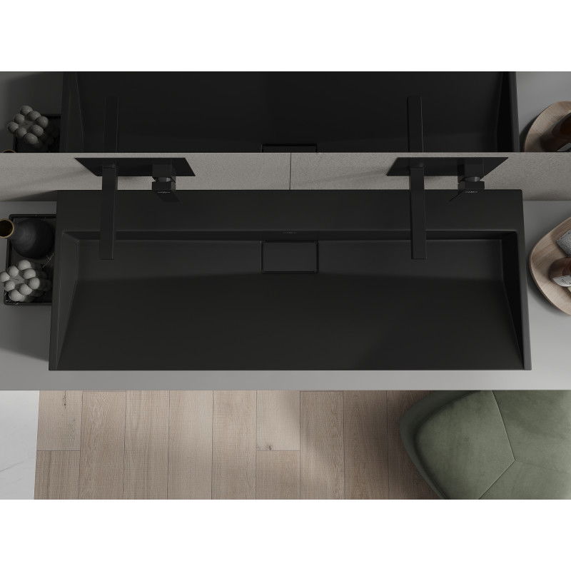 Mexen Ava умивалник за плот от конгломерат B/O 120 x 46 cm, черен - 23011270