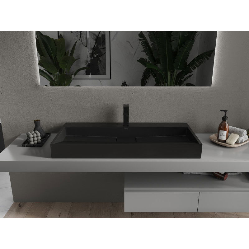 Mexen Ava мивка върху плот от конгломерат 1/O 100 x 46 cm, черна - 23011071