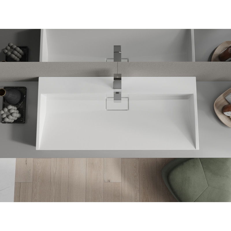 Mexen Ava конзолна мивка от конгломерат 1/O 100 x 46 cm, бяла - 23011001