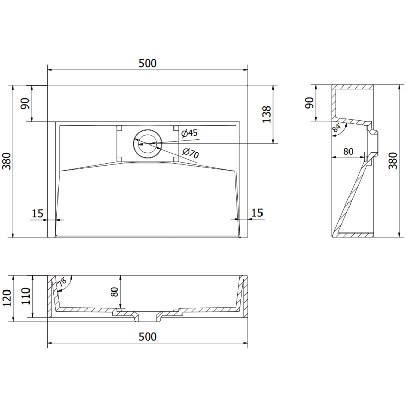 Mexen Ava надплотова мивка от конгломерат 1/O 50 x 38 см, бяла - 23015001