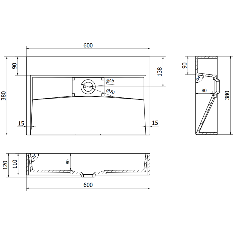 Mexen Ava мивка над плот от конгломерат B/O 60 x 38 см, бяла - 23016000