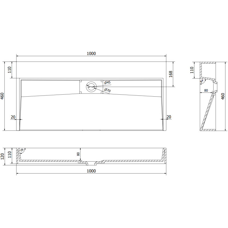 Mexen Ava надплотна мивка от конгломерат B/O 100 x 46 см, бяла - 23011000