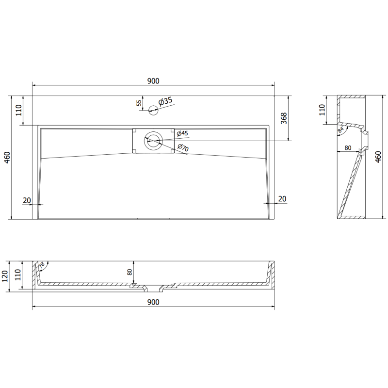 Mexen Ava плот за мивка от конгломерат 1/O 90 x 46 см, черен - 23019071