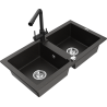 Mexen Mario гранитна кухненска мивка с 2 отделения с кухненски смесител Duero,