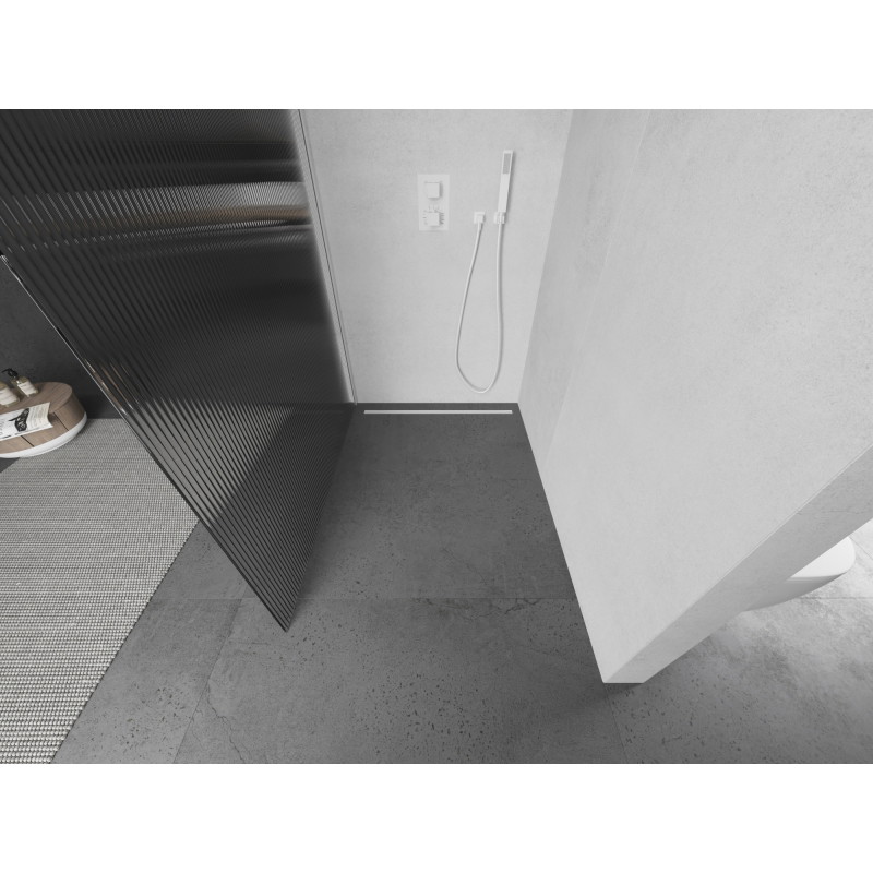 Mexen Kioto Душ стена Walk-in 110 x 200 см, набраздена 8 мм, бяла - 800-110-101-20-09
