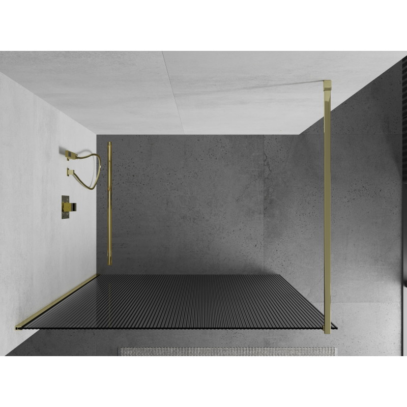 Mexen Kioto душ параван Walk-in 140 x 200 см, ивици 8 мм, златно - 800-140-101-50-09