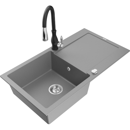 Mexen Leo гранитна мивка с 1 отделение със сушилник и кухненски смесител